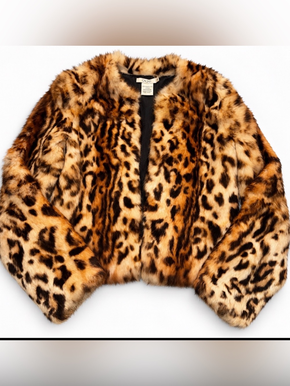 Cache Vintage Leopard Print Rabbit Fur Jacket Y2K Medium